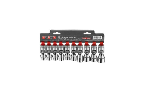 Force 1/2" 6-sided Knee joint socket set 10-piece, Image 2