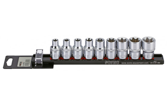 Socket set 1/2 ", TX-E 9-piece on rail