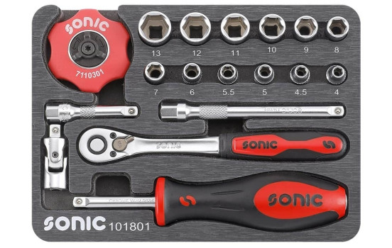 Socket set 1/4'' in metal case, 18 pieces, Image 3