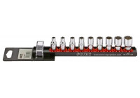 Socket set 1/4 ", 12-sided (SAE) 9-pin on rail