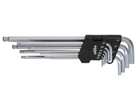 L-key set hexagon, extra long with ball head 10 pcs. SAE