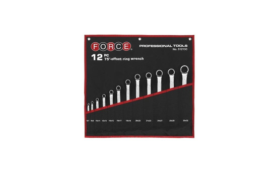 Force ring spanner set with bag SAE 12-piece (75° angled)