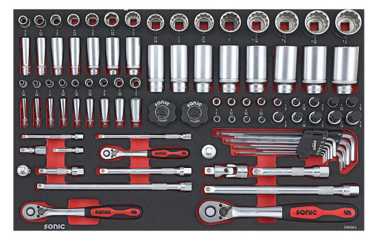 Sonic Combination Set 1/4", 3/8" and 1/2" SFS-M SAE 93-piece