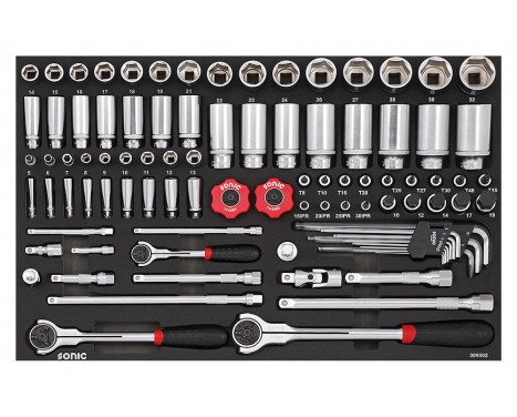 Sonic Socket Set 1/4", 3/8" & 1/2", Metric 93 pcs