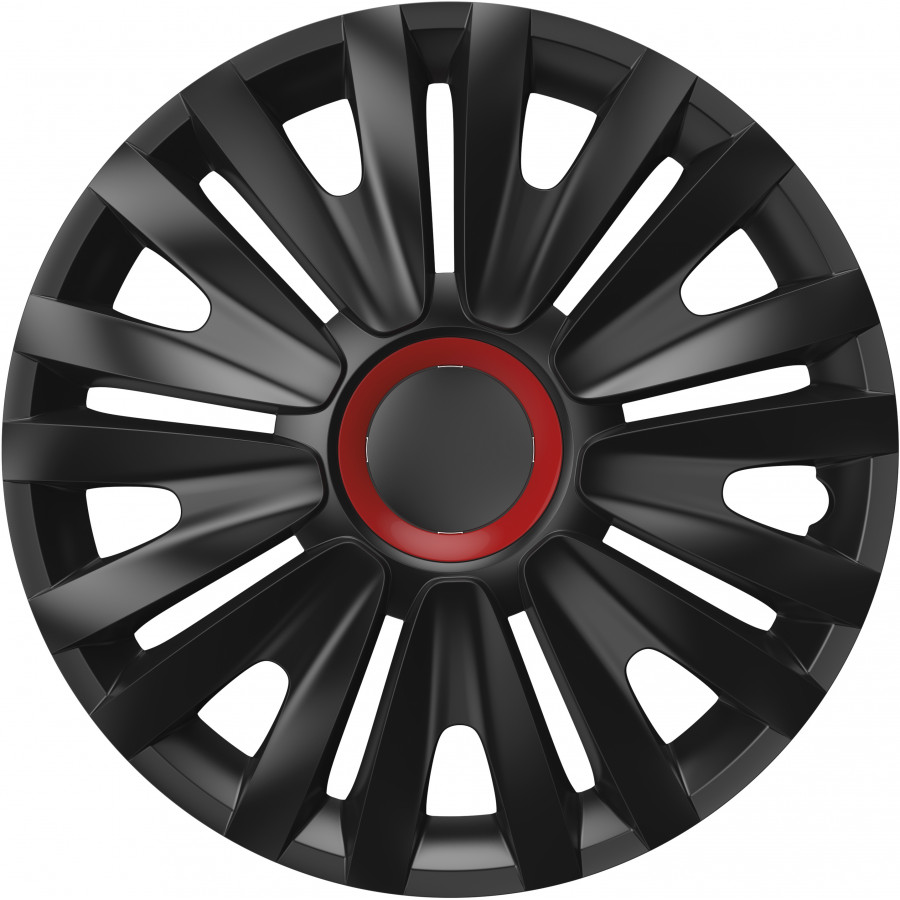 Ensemble d'enjoliveurs de roue 4 pièces Royal Red Ring Black 14 pouces