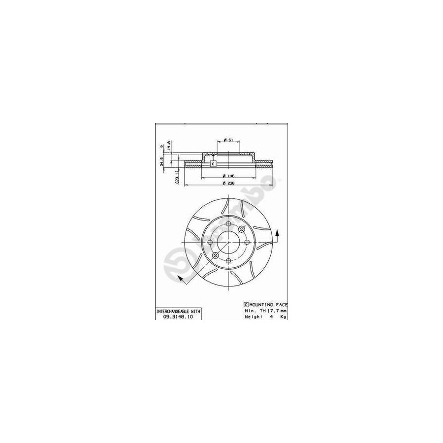 Brembo Max 09.3148.75 Jeu De 2 Disques De Frein Avant - Performances Supérieures