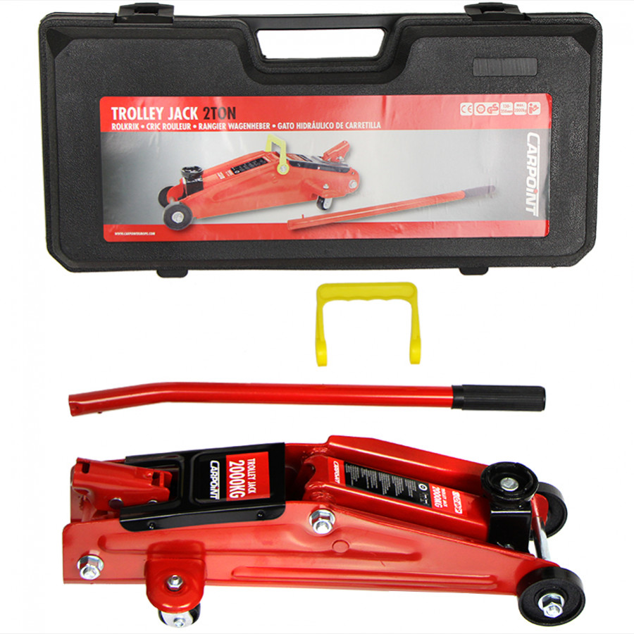 Cric de garage mobile Carpoint 2 tonnes dans un étui