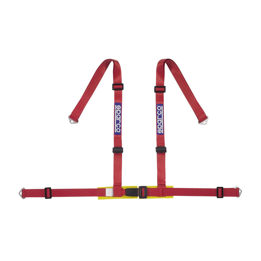 Ceinture sport 4 points Sparco - Rouge - avec protecteur pelvien et monture à vis (E-Mark)