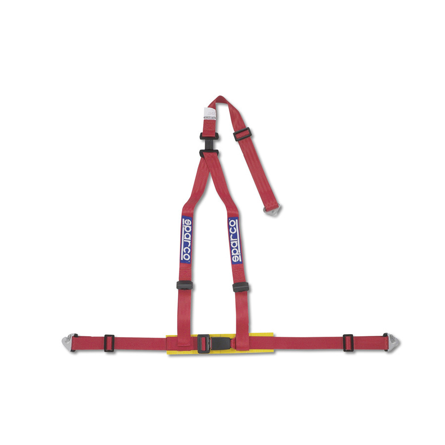 Ceinture sport 3 points Sparco - Rouge - avec protecteur pelvien et monture à vis (E-Mark)