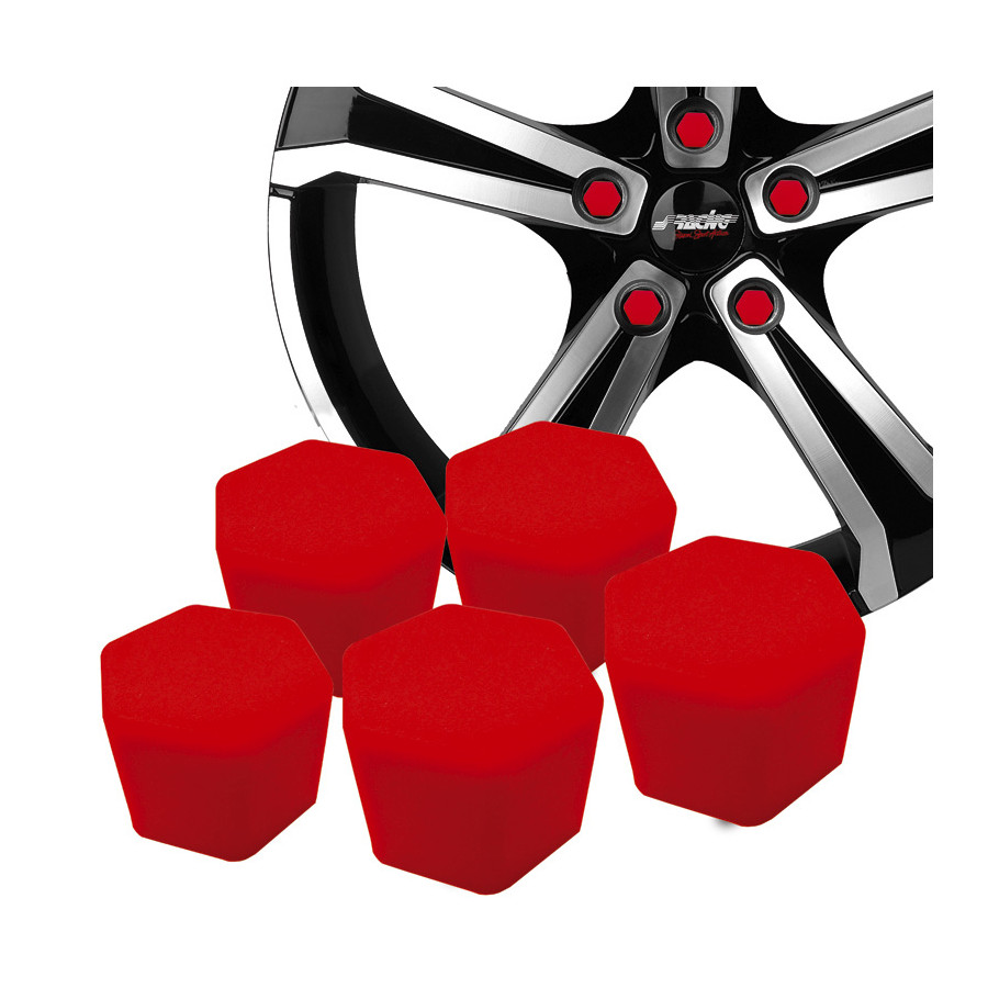 Simoni Racing Caches Écrous de Roue Soft Sil - 17mm - Rouge - Lot de 20 pièces