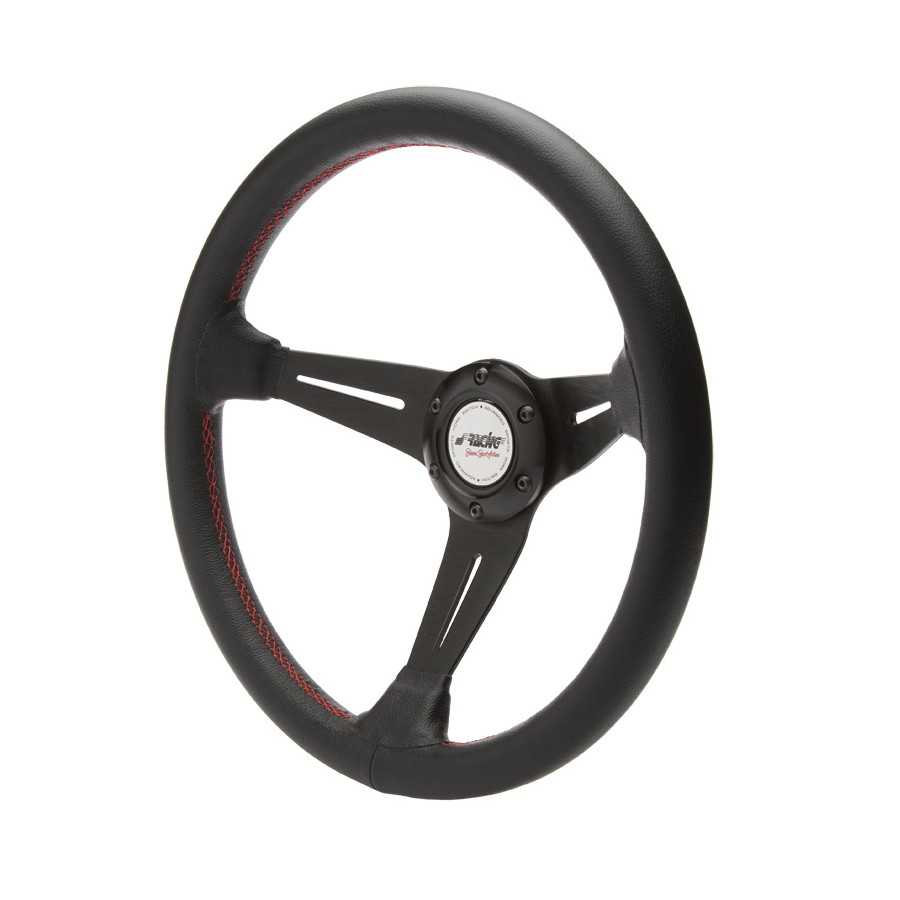 Volant Sport Simoni Racing Classe 350mm - Cuir Noir + surpiqure Rouge (Deep Dish - 60mm)