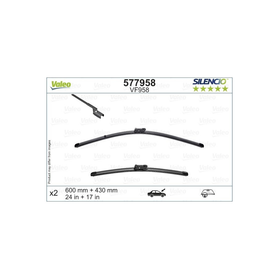 Balai d'essuie-glace SILENCIO FLAT BLADE SET 577958 Valeo