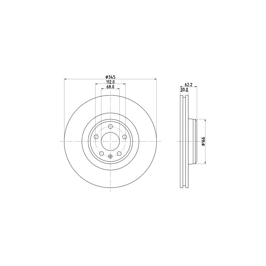 2x Disque de frein ventilé de l'intérieur 8DD 355 126-861 HELLA pour AUDI - Image 3