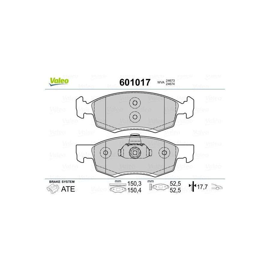 VALEO Plaquettes de frein avant  601017 (Jeu de 4)