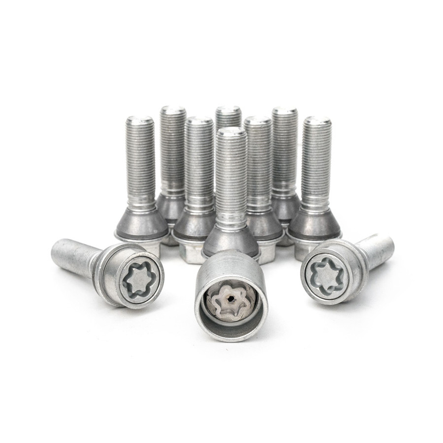 H&R Jeu de boulons de roue coniques avec anneau mobile M14x1,25 - Longueur 28mm - 10 pièces (par exemple BMW) - ave