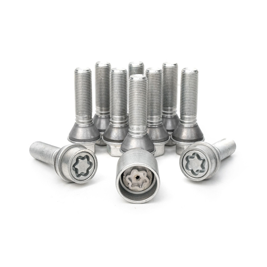 H&R Jeu de boulons de roue coniques avec anneau mobile M14x1,25 - Longueur 43mm - 10 pièces (par exemple BMW) - ave