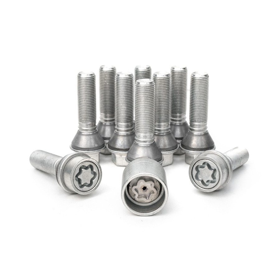 H&R Jeu de boulons de roue coniques avec anneau mobile M14x1,25 - Longueur 48mm - 10 pièces (par exemple BMW) - ave