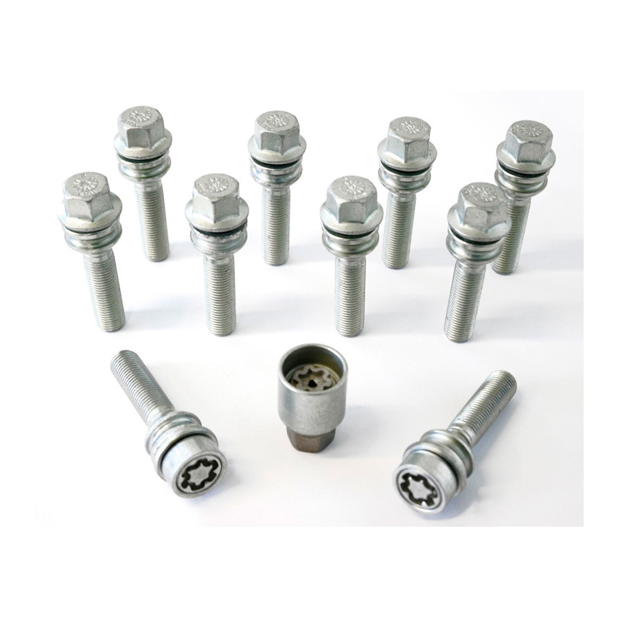 H&R Jeu de boulons de roue coniques avec bague mobile R14 M14x1,50 - Longueur 43mm - 10 pièces (par ex. Porsche,