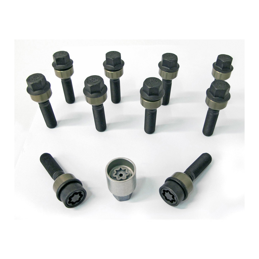 H&R Jeu de boulons de roue coniques avec bague mobile R14 M14x1,50 - Longueur 49mm - 10 pièces (p.ex. Porsche)