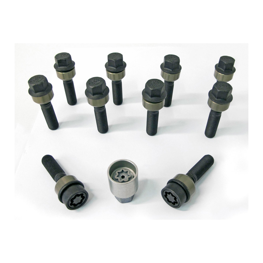 H&R Jeu de boulons de roue coniques avec anneau mobile R14 M14x1,50 - Longueur 52mm - 10 pièces (p.ex. Porsche)
