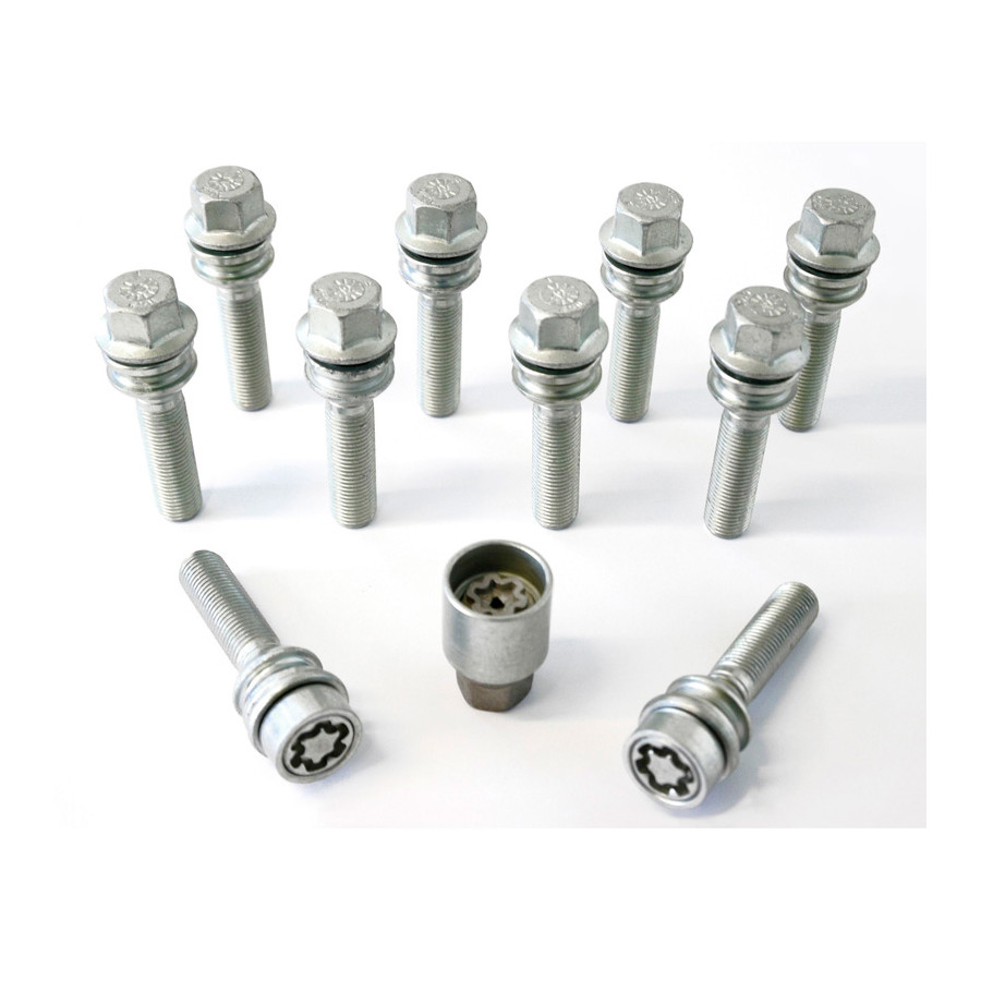 H&R Jeu de boulons de roue coniques avec bague mobile R14 M14x1,50 - Longueur 54mm - 10 pièces (par ex. Porsche,