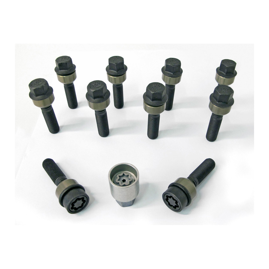 H&R Jeu de boulons de roue coniques avec bague mobile R14 M14x1,50 - Longueur 57mm - 10 pièces (p.ex. Porsche)