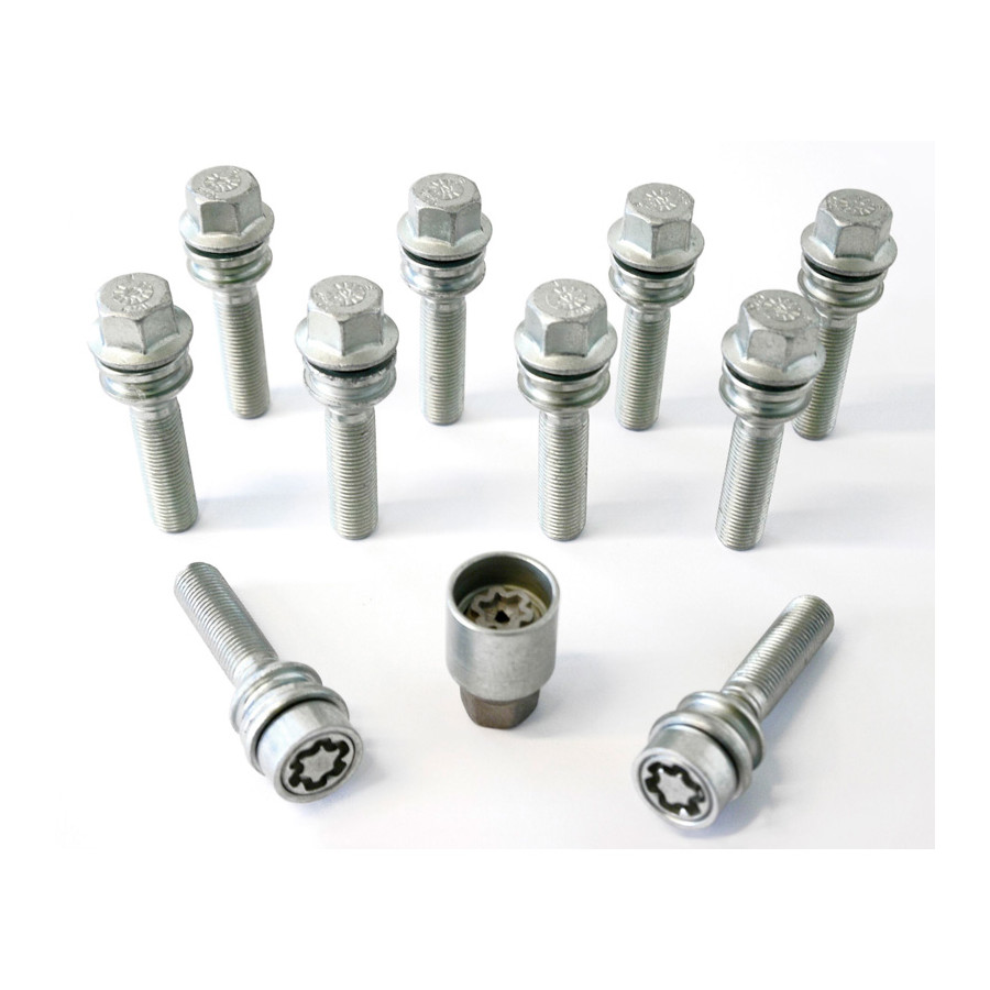 H&R Jeu de boulons de roue coniques avec bague mobile R14 M14x1,50 - Longueur 59mm - 10 pièces (par ex. Porsche,