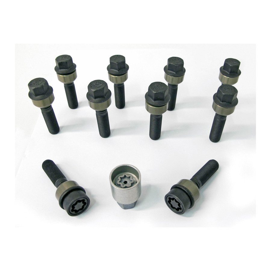 H&R Jeu de boulons de roue coniques avec bague mobile R14 M14x1,50 - Longueur 60mm - 10 pièces (p.ex. Porsche)