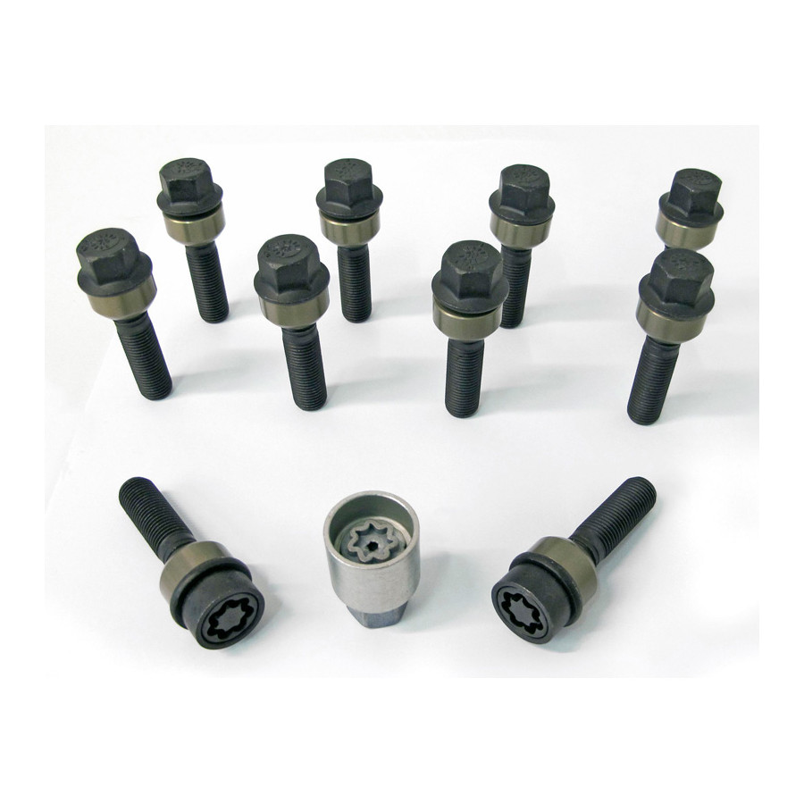 H&R Jeu de boulons de roue coniques avec anneau mobile R14 M14x1,50 - Longueur 66mm - 10 pièces (p.ex. Porsche)