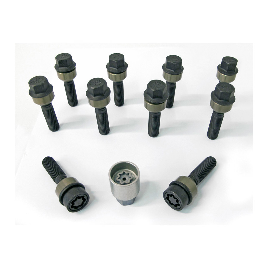 H&R Jeu de boulons de roue coniques avec anneau mobile R15 M14x1,50 - Longueur 68mm - 10 pièces (p.ex. Porsche)