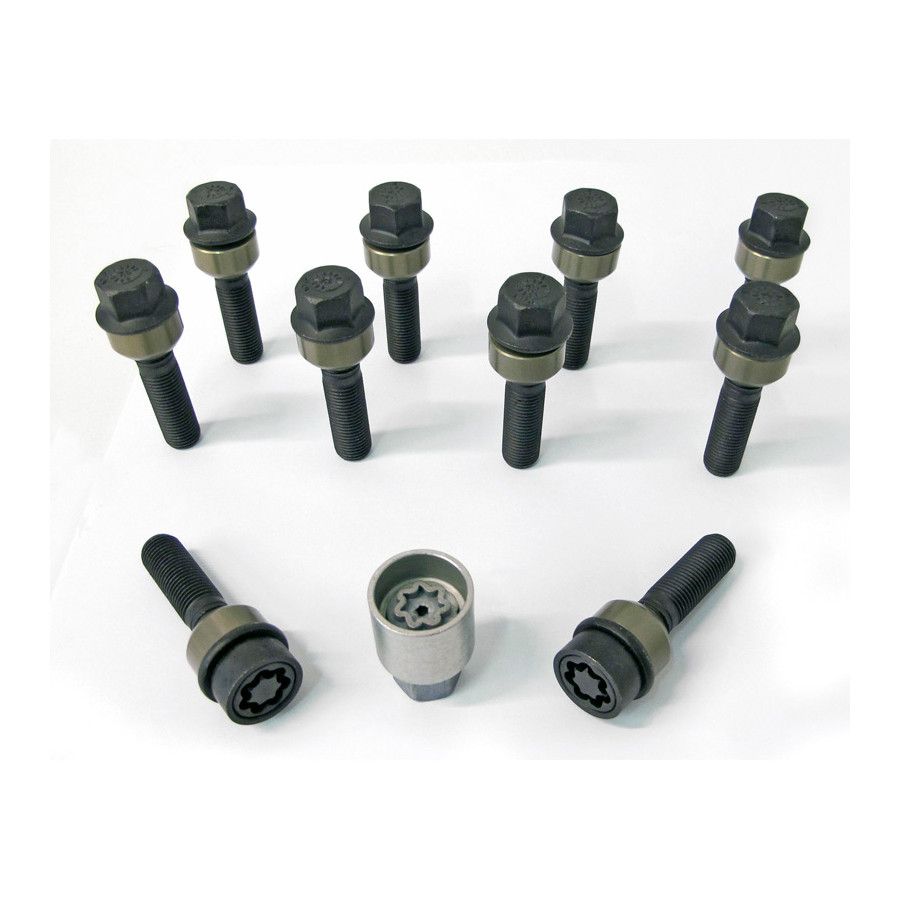 H&R Jeu de boulons de roue coniques avec anneau mobile R14 M14x1,50 - Longueur 74mm - 10 pièces (p.ex. Porsche)