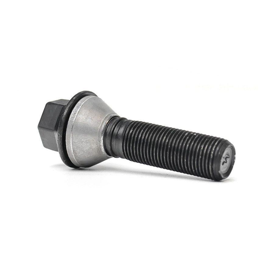 H&R Boulon de roue conique avec anneau mobile M14x1.25 - Longueur 41mm - Noir (ex. BMW)