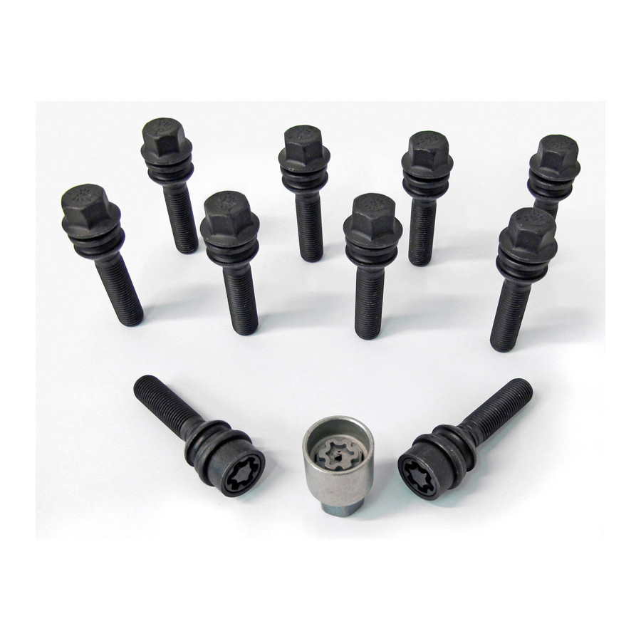 Jeu de boulons de roue H&R Bolconic avec bague mobile R14 M14x1,50 - Longueur 36mm - Noir - 10 pièces (ex. P