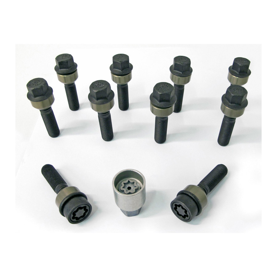 H&R Jeu de boulons de roue coniques avec bague mobile R14 M14x1,50 - Longueur 49mm - Noir - 10 pièces (ex.