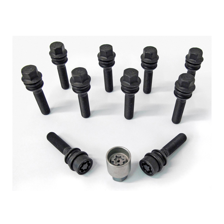 Jeu de boulons de roue H&R Bolconic avec bague mobile R14 M14x1,50 - Longueur 51mm - Noir - 10 pièces (ex. P