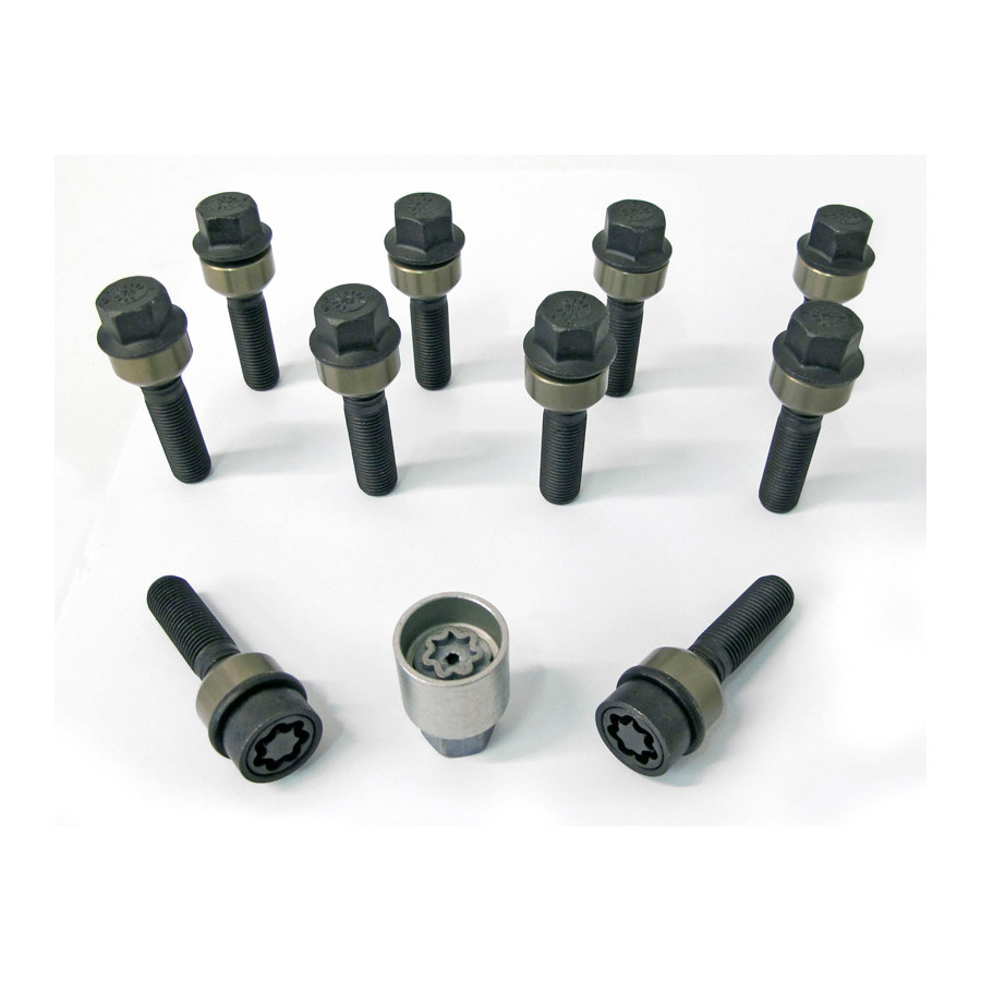 H&R Jeu de boulons de roue coniques avec bague mobile R14 M14x1,50 - Longueur 52mm - Noir - 10 pièces (ex.