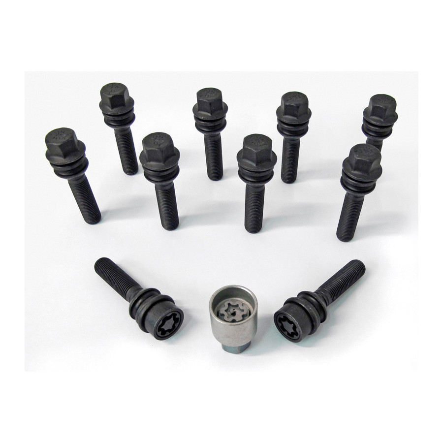 Jeu de boulons de roue H&R Bolconic avec bague mobile R14 M14x1,50 - Longueur 54mm - Noir - 10 pièces (ex. P