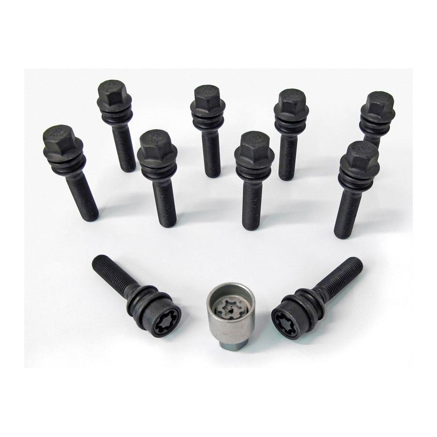 Jeu de boulons de roue H&R Bolconic avec bague mobile R14 M14x1,50 - Longueur 56mm - Noir - 10 pièces (ex. P