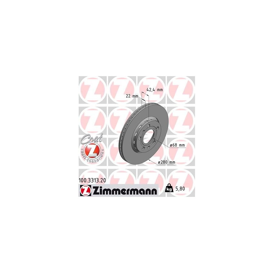 Zimmermann Disque De Frein 100.3313.20 Audi;Volkswagen