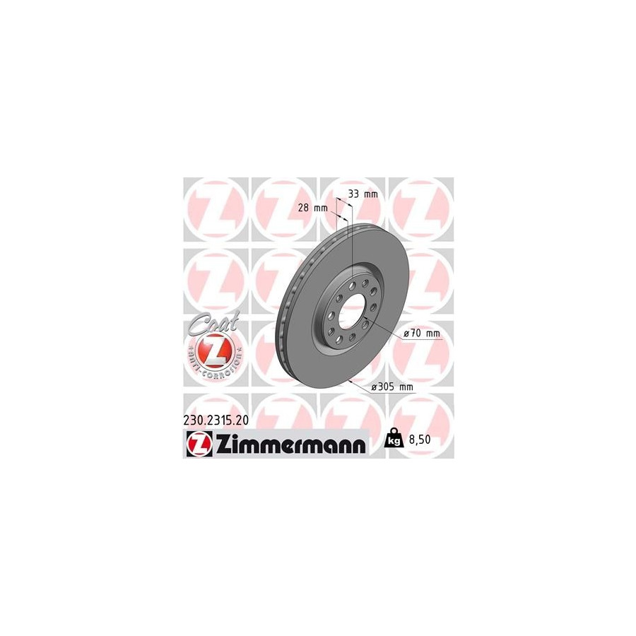 Zimmermann Disque De Frein 230.2315.20 Alfa Romeo;Fiat;Jeep