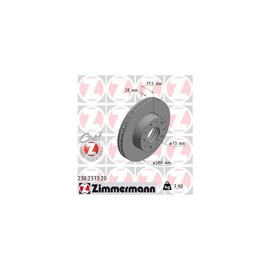 Zimmermann Disque De Frein 230.2373.20 Citroen;Fiat;Peugeot