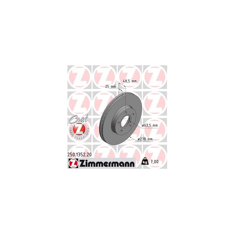 Zimmermann Disque De Frein 250.1352.20 Ford;Volvo