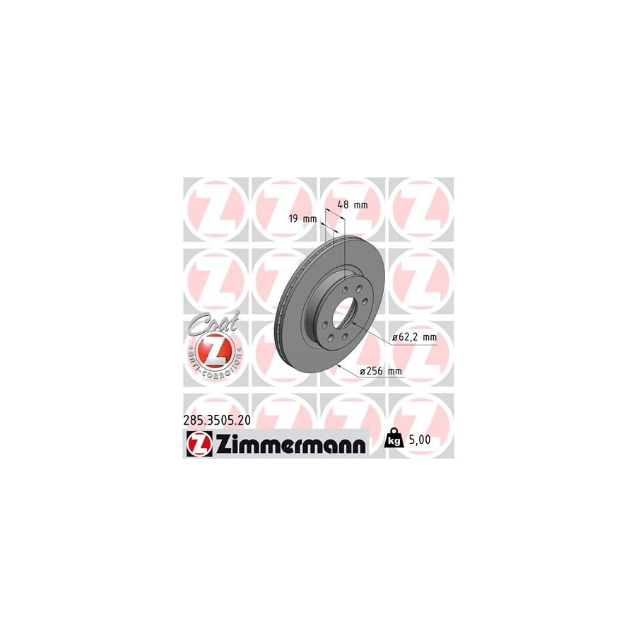 Zimmermann Disque De Frein 285.3505.20 Hyundai
