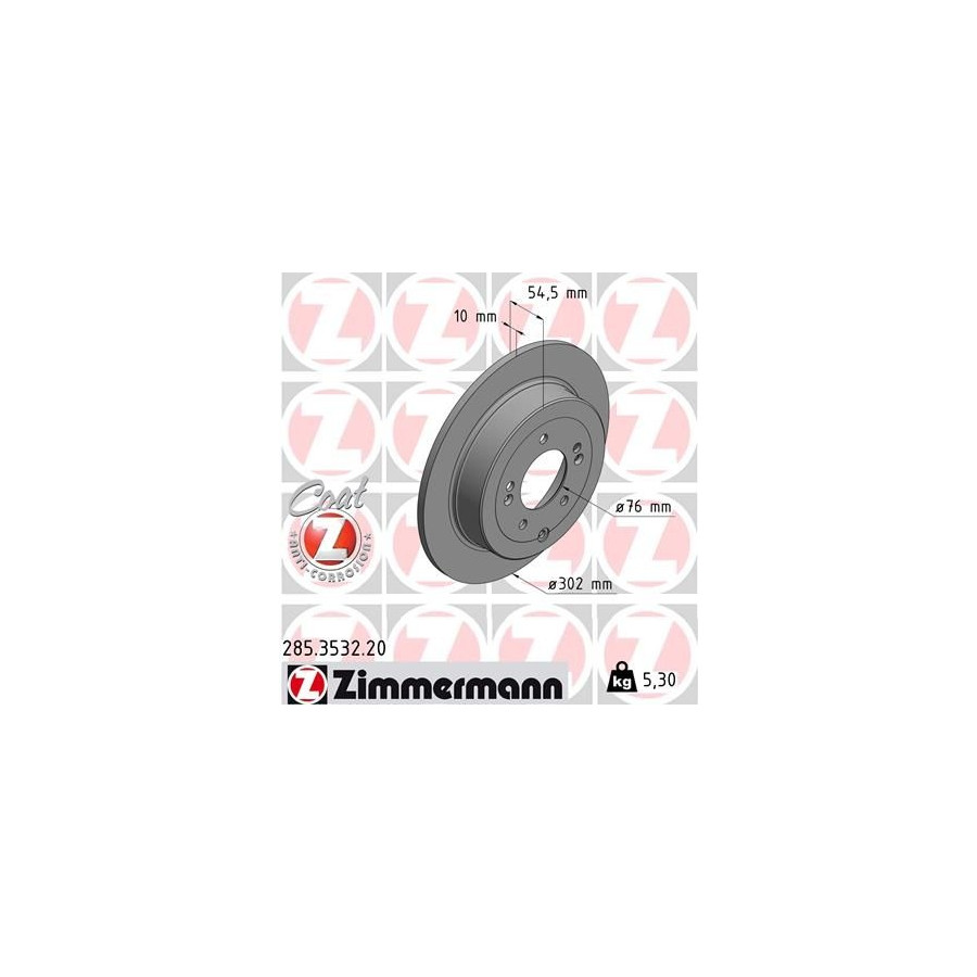 Zimmermann Disque De Frein 285.3532.20 Hyundai;Kia