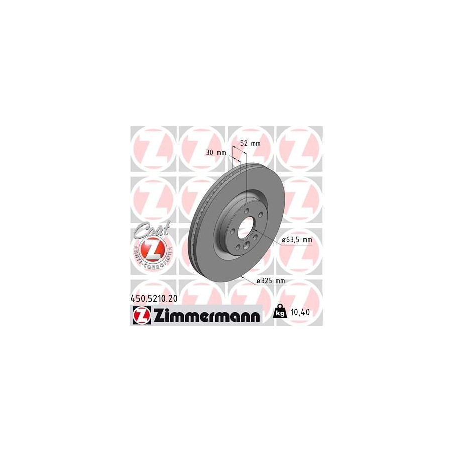Zimmermann Disque De Frein 450.5210.20 Jaguar;Land Rover