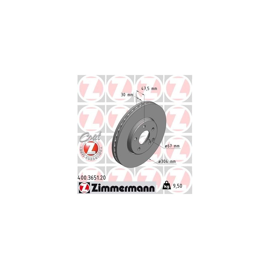 Zimmermann Disque De Frein 400.3651.20 Mercedes-Benz