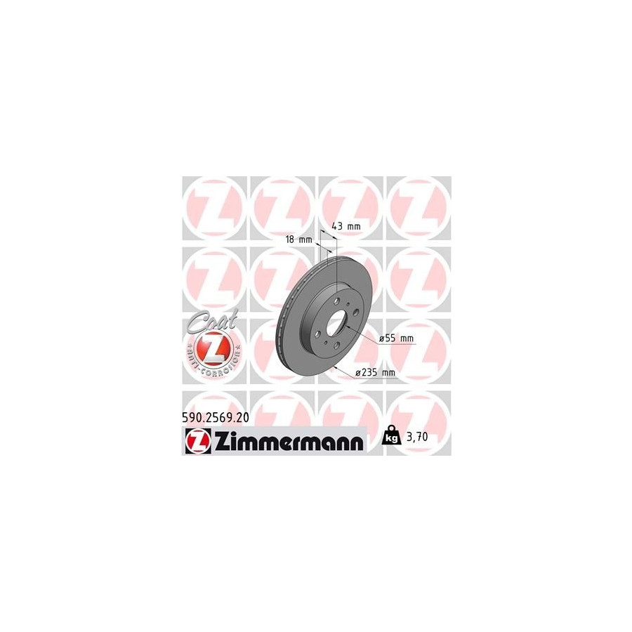 Zimmermann Disque De Frein 590.2569.20 Toyota