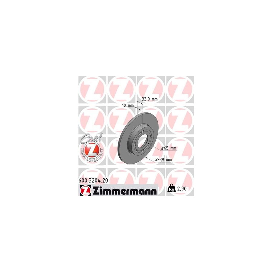Zimmermann Disque De Frein 600.3204.20 Seat;Volkswagen