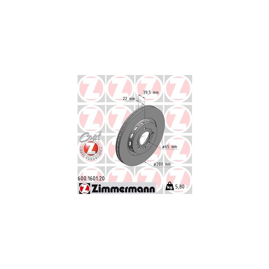 Zimmermann Disque De Frein 600.1601.20 Seat;Volkswagen