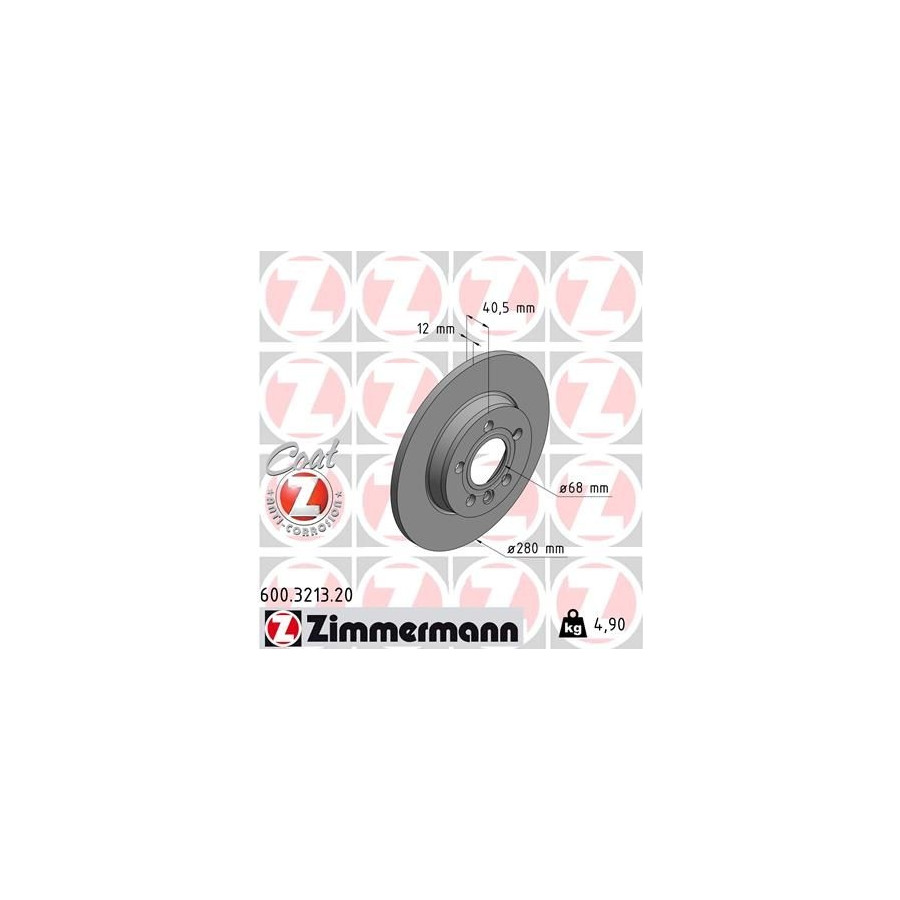 Zimmermann Disque De Frein 600.3213.20 Volkswagen